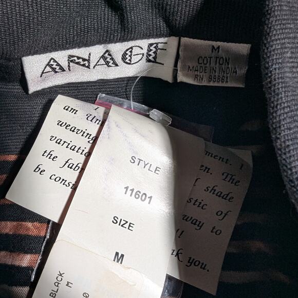 Vtg 1990s Anage Black Tribal Geometric Embroidered Button Up Jacket Sz M NWT - Picture 4 of 4